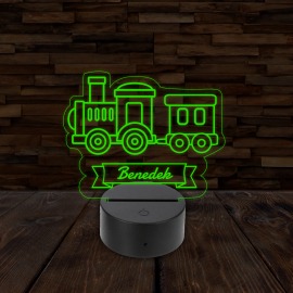 3D LED lámpa - Vonat egyedi névvel