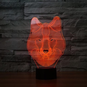 3D LED lámpa - Farkas fej