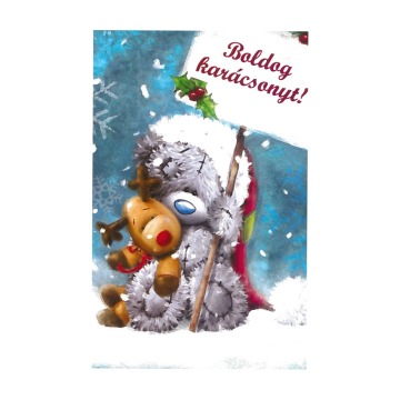 Üdvözlőlap Boldog Karácsonyt - Rudolf és Maci