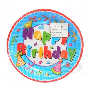 Papír tányér - Happy Birthday