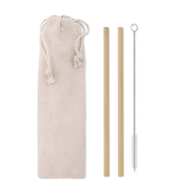 Szívószál készlet + ajándék tasak - bambusz